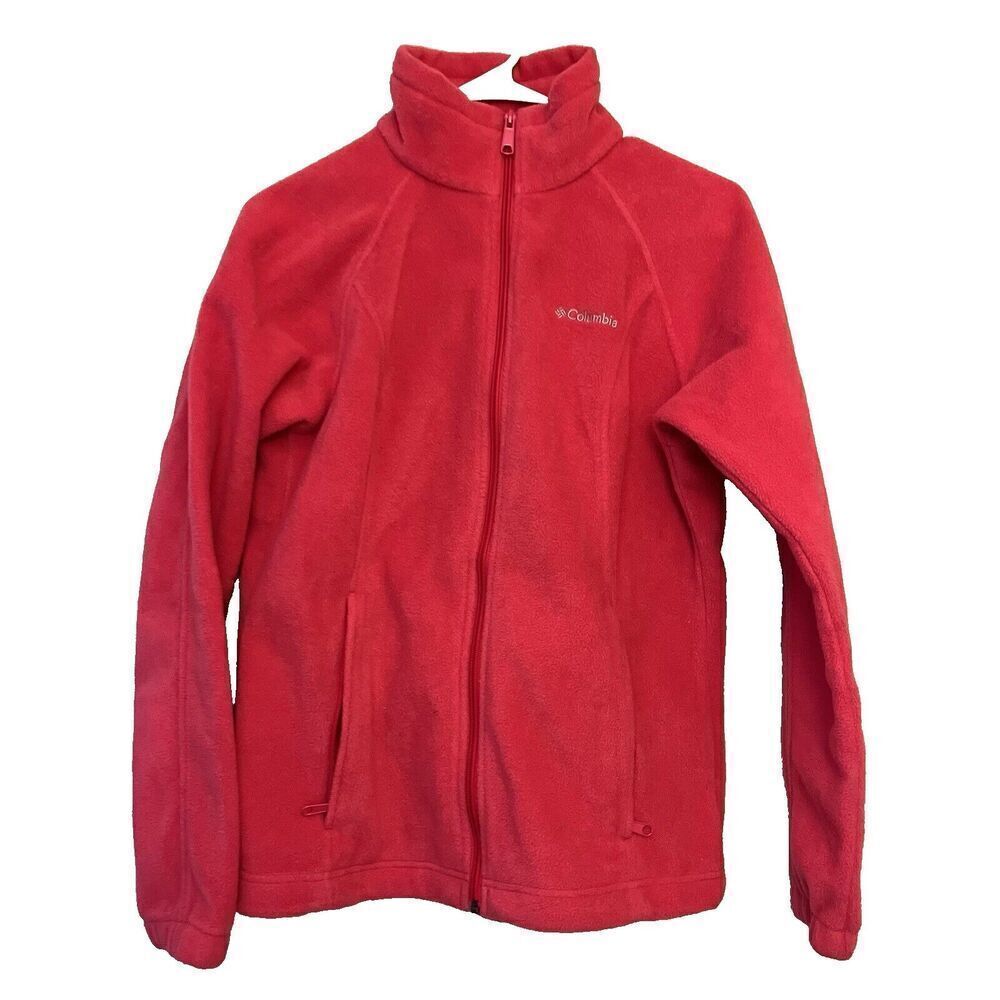 Columbia Dark Pink Full Zip Fleece Long Sleeve Sweater Jacket Small Women Hiking